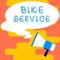 Conceptual caption Bike Service. Business showcase cleaning and repairing bike mechanism to keep best condition