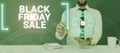 Conceptual display Black Friday SaleShopping Day Start of the Christmas Shopping Season. Concept meaning Shopping Day