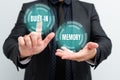 Conceptual display Built In Memory. Business approach device or feature are included in something as a part of it Royalty Free Stock Photo