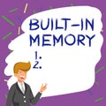 Conceptual display Built In Memory. Concept meaning device or feature are included in something as a part of it Royalty Free Stock Photo