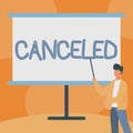 Conceptual display Canceled. Business showcase to decide not to conduct or perform something planned or expected Teacher