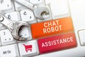 Text sign showing Chat Robot Assistance. Business showcase answers customer services questions and provides help