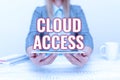 Conceptual display Cloud Access. Business showcase Software tool between the organization and the provider Tech Guru