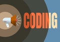 Conceptual display Coding. Conceptual photo assigning code to something for classification identification Illustration