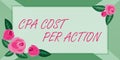 Conceptual display Cpa Cost Per ActionCommission paid when user Clicks on an Affiliate Link. Internet Concept Commission