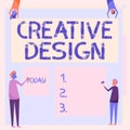 Conceptual display Creative Design. Word for a visual element which satisfies its main objective Four Colleagues Drawing