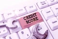 Conceptual display Credit Score. Business overview Represent the creditworthiness of an individual Lenders rating