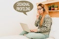 Conceptual display Criminal Profiling. Business concept Develop profiles for criminals who not yet apprehended Student Royalty Free Stock Photo