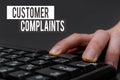 Conceptual display Customer Complaints. Business concept expression of dissatisfaction on a consumer s is behalf Hands Royalty Free Stock Photo