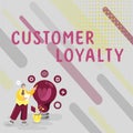 Conceptual display Customer Loyalty. Concept meaning Client Satisfaction LongTerm relation Confidence