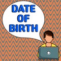 Conceptual display Date Of Birth. Conceptual photo Day when someone is born new baby coming pregnant lady