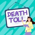 Conceptual display Death Toll. Business idea the number of deaths resulting from a particular incident Royalty Free Stock Photo