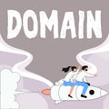 Conceptual display Domain. Business overview distinct subset of Internet with addresses sharing common suffix