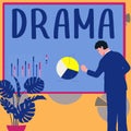 Conceptual display Drama. Business idea a state, situation, or series of events involving interesting or intense