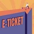 Text showing inspiration E Ticket. Business approach Digital ticket that is as valid as a paper ticket or its equivalent Royalty Free Stock Photo