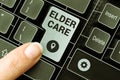 Conceptual display Elder Care. Internet Concept the care of older people who need help with medical problems
