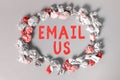 Conceptual caption Email Us. Concept meaning Sending a commercial message to a group of people using mail