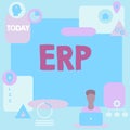 Inspiration showing sign Erp. Business showcase enterprise resource planning centralized database for business processes Royalty Free Stock Photo