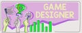 Conceptual display Game Designer. Business overview Campaigner Pixel Scripting Programmers Consoles 3D Graphics Hands