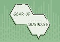 Writing displaying text Gear Up Businesstool for assessing needs of idea and create plan. Internet Concept tool for