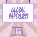 Writing displaying text Global Paperless. Concept meaning going for technology methods like email instead of paper Blank Royalty Free Stock Photo
