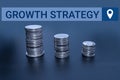 Conceptual display Growth Strategy. Conceptual photo Strategy aimed at winning larger market share in shortterm Coins Royalty Free Stock Photo