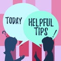Conceptual display Helpful Tips. Business concept service advice help support assistance and quick tips Couple Drawing Royalty Free Stock Photo