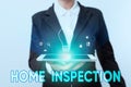 Conceptual display Home Inspection. Conceptual photo Examination of the condition of a home related property Woman In