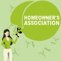 Conceptual display Homeowner's Association. Word Written on Covers losses and damages to an individual's house