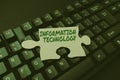 Hand writing sign Information Technology. Word Written on use Systems to Store Retrieve Transmit Send Data Abstract Royalty Free Stock Photo