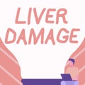 Conceptual display Liver Damage. Conceptual photo damage to the liver and its function due to alcohol abuse Gentleman