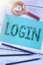 Conceptual display Login. Business overview process by which an individual gains access to a computer system Royalty Free Stock Photo