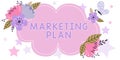 Conceptual display Marketing Plan. Word Written on overall business strategy formed which they will implement