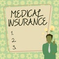 Conceptual display Medical Insurance. Business overview reimburse the insured for expenses incurred from illness