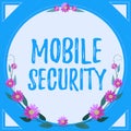 Conceptual display Mobile SecurityProtection of mobile phone from threats and vulnerabilities. Concept meaning Royalty Free Stock Photo