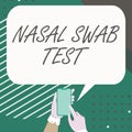 Conceptual display Nasal Swab Test. Conceptual photo diagnosing an upper respiratory tract infection through nasal