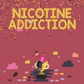 Text showing inspiration Nicotine Addiction. Internet Concept condition of being addicted to smoking or tobacco Royalty Free Stock Photo