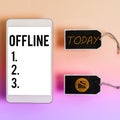 Conceptual display Offline. Business overview Not having directly connected to a computer or external network Royalty Free Stock Photo