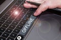 Writing displaying text Offline. Business idea Not having directly connected to a computer or external network Royalty Free Stock Photo