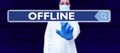 Conceptual display Offline. Word Written on Not having directly connected to a computer or external network Royalty Free Stock Photo