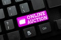 Hand writing sign Online Auction. Business concept digitized sale event which item is sold to the highest bidder