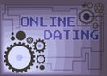 Conceptual display Online Dating. Concept meaning Searching Matching Relationships eDating Video Chatting Illustration Royalty Free Stock Photo