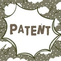 Conceptual display Patent. Word Written on intellectualproperty that gives owner legal right has the sole right Man Royalty Free Stock Photo