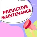 Text sign showing Predictive Maintenance. Business overview Predict when Equipment Failure condition might occur Royalty Free Stock Photo