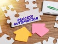 Conceptual display Process Automation. Business showcase Transformation Streamlined Robotic To avoid Redundancy Building