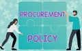 Conceptual display Procurement Policy. Concept meaning govern choice of suppliers used to tell their suppliers