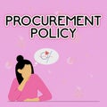 Conceptual display Procurement Policy. Word for govern choice of suppliers used to tell their suppliers Illustration Of
