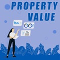 Conceptual display Property Value. Business showcase Worth of a land Real estate appraisal Fair market price Royalty Free Stock Photo