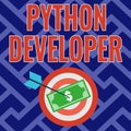 Conceptual display Python Developer. Business idea responsible for writing serverside web application logic Currency Royalty Free Stock Photo