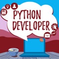 Conceptual display Python Developer. Internet Concept responsible for writing serverside web application logic Hand Royalty Free Stock Photo